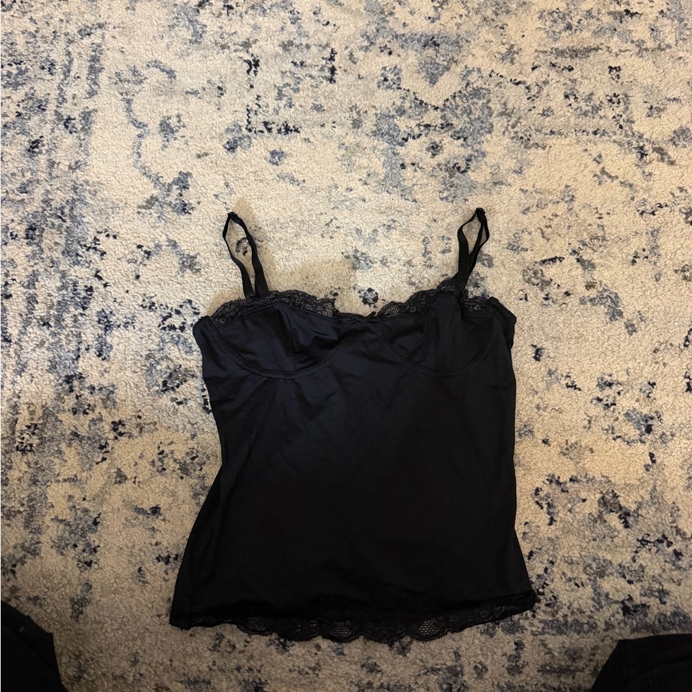Lioness Black Camisole with Lace Detail